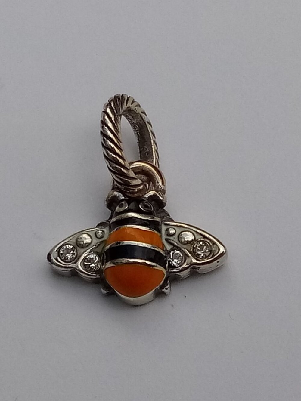 Brighton Honey Bee Silver Enamel Crystal Charm
